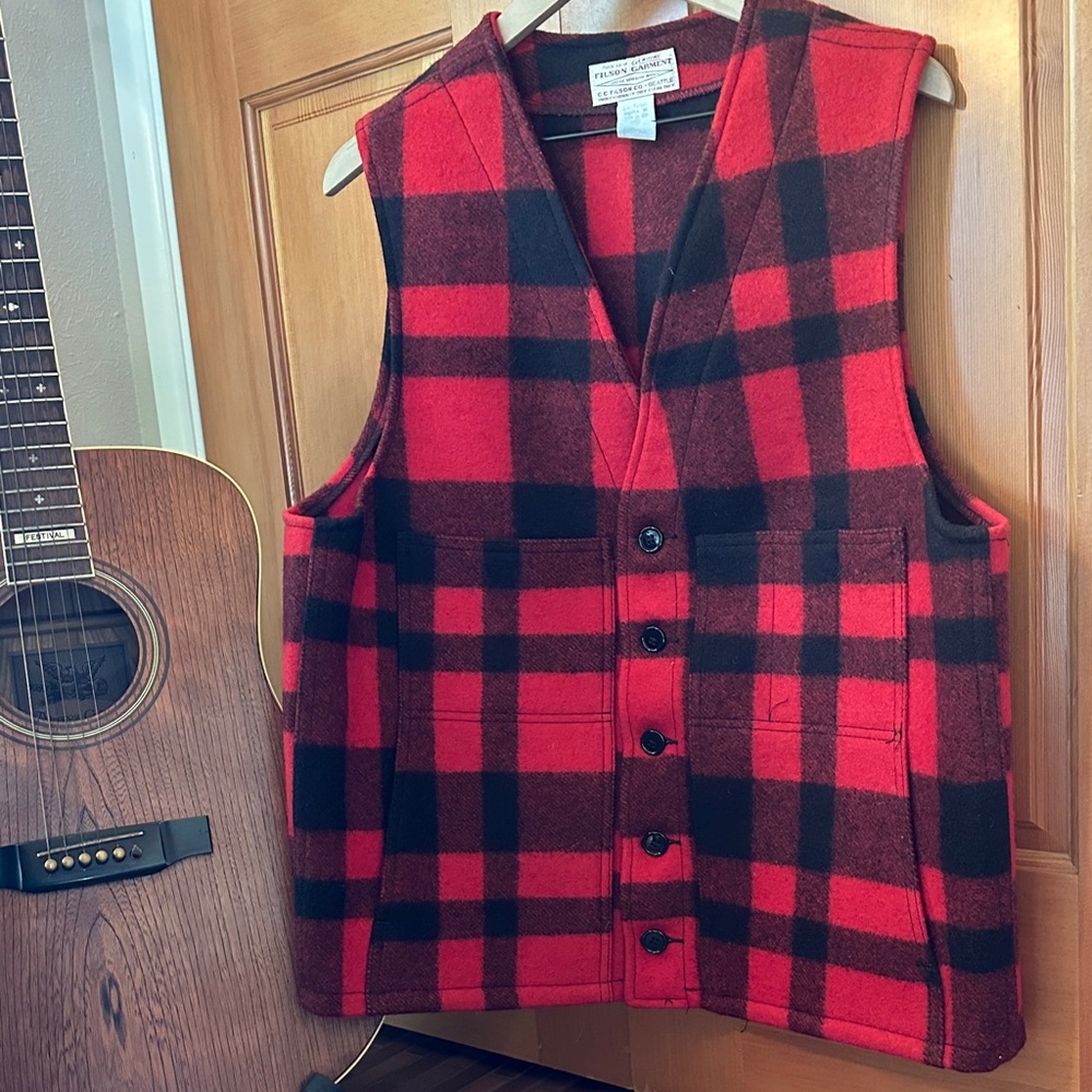 Vintage Filson Mackinaw Wool Buffalo Plaid Vest Men’s Size 46 GREAT condition